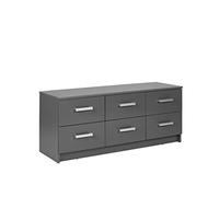 Inter Link - Cassettiera - Credenza - Credenza moderna - Credenza - 6 cassetti - Grigio - Elenzio 6S