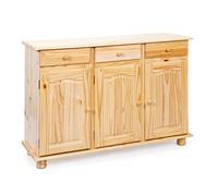 Inter Link - Cassettiera rustica - Credenza - Buffet - Stile rustico - Credenza - Pino massiccio - 3 ante - 3 cassetti - Laccato naturale - Abaco