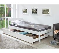 Inter Link Cassetto per letto Cassetto su rotelle Cassetto estraibile Pino massiccio Bianco Dimensioni in cm lunghezza 199 x larghezza 94 x altezza 22 Umea