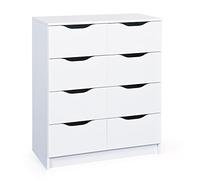 Inter Link - Cassettone - 8 cassetti - Credenza - Buffet - Melamina - Bianco - Cassetti con maniglie incassate - Westphalen 8H