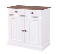 Inter Link - Cassettone - Credenza - Pino massiccio - 2 ante - 2 cassetti - Stile rustico - Per sala da pranzo - Salone - Ingresso - Westerland 3.2 - Bianco / Marrone seppia