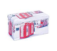 Inter Link - Contenitore con coperchio - Grande - Scatola pieghevole - Scatole lavabili - Poliuretano - Ampio spazio di archiviazione - Per vestiti, giocattoli - Spazio di archiviazione - 76 x 38 x 38 cm - Stampa Londra - Setto