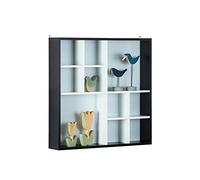 Inter Link Vetrina Vetrina a muro Vetrina di presentazione Vetrina da collezione Vetrina senza vetri Ripiano a muro 10 scomparti Collettore Decem MDF nero/bianco 70 x 13 x 70 cm