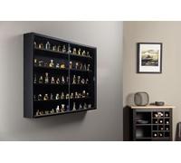 Inter Link Espositore da parete per collezionismo Espositore da parete in vetro Scaffale appeso Armadio con 4 ripiani 5 scomparti per miniature Pannello in MDF Nero (80x60x9,5 cm) Blacklava