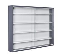 Inter Link Espositore da parete per oggetti da collezione Armadio con 4 ripiani 5 scomparti per miniature MDF Grigio/Bianco (80x60x9,5 cm) Collecty Grigio