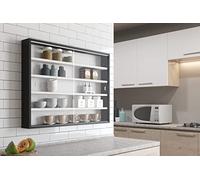 Inter Link Espositore da parete per oggetti da collezione Armadio con 4 ripiani 5 scomparti per miniature MDF Nero/Bianco (80x60x9,5 cm) Collecty Nero