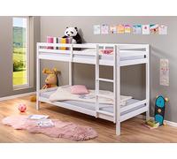 Inter Link - Letto a castello - Letto a soppalco - Letto a castello - Lettino per bambini - Legno di pino massiccio - Bianco - Senza rete a doghe - 90 x 200 cm - Small Cloud
