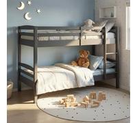Inter Link - Letto a castello per bambini - Pino massiccio - con scaletta - 2 posti letto 90 x 200 cm - con 2 reti a doghe - Sponda di sicurezza - Lavius - Vernice grigia - 90 x 200 cm