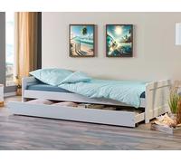 Inter Link - Letto a scomparsa - Letto a cassetti - Letto con contenitore - Letto in legno massiccio - 90 x 200 cm - 2 letti - Con rete a doghe - Verniciato bianco - Surf