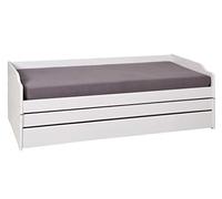 Inter Link Letto a scomparsa Letto con contenitore Letto a cassetti Letto trasformabile 3 letti 90 x 190 cm Legno massiccio 2 reti a doghe incluse Senza materasso Verniciato bianco Lotar 90x190 cm