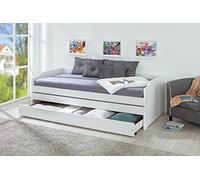 Inter Link - Letto a scomparsa - Letto con contenitore - Letto a cassetti - Letto trasformabile - 3 letti 90 x 200 cm - Legno massiccio - 2 reti a doghe incluse - Senza materasso - Laccato bianco - Lotar 90x200 cm