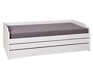 Inter Link Letto a scomparsa Letto con contenitore Letto a cassetti Letto trasformabile 3 letti 90 x 190 cm Legno massiccio 2 reti a doghe incluse Senza materasso Verniciato bianco Lotar 90x190 cm