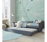 Inter Link - Letto funzionale - Lettino per bambini - Letto singolo - Divano letto - con cassetto - con cassetto - rete a doghe inclusa - Pino massello - Laccato grigio - Leonie 23 - 90 x 200 cm