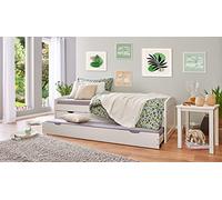 LETTO ULLI + CASSETTI CONTENITORE E SECONDO LETTO INFERIORE 98x195x63H PINO MASS