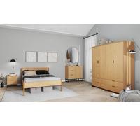 Inter Link - Letto in legno - Matrimoniale e per ospiti - Struttura in legno massello - Oak Colori laccato - 140 x 200 cm - senza rete a doghe - Luna