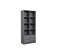 Inter Link Libreria - Scaffale aperto con 4 cassetti, 8 ripiani e ripiani regolabili come libreria-81,5 x 40 x 191,2 cm - Grigio antracite