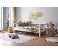 Inter Link Panca letto Letto a scomparsa Divano letto Letto aggiuntivo Con rete a doghe Letto singolo 90 x 190 cm Legno massiccio laccato bianco Sintro