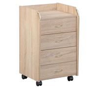 Inter Link - Piedistallo mobile con cassetti - Piedistallo per scrivania indipendente - Mobile Cassettiera Armadio per ufficio 4 Rovere Sonoma - Novi