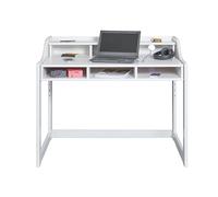 Inter Link - Scrivania per bambini - Altezza regolabile - Crescita - Ergonomica - Camera dei ragazzi - 6 scomparti - Ampio spazio - Bianco - Pino massello - Kids Learning