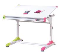 Inter Link - Scrivania regolabile in altezza - Scrivania per bambini - Scrivania per studenti - Inclinazione regolabile - Contenitore - Bianco con applicazioni rosa e verdi - 2Colorido