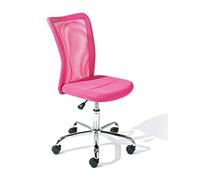Inter Link - Sedia da tavolo per bambini - Sedia ergonomica girevole - Altezza regolabile - Base in metallo cromato - Rivestimento in rete traspirante - Girevole a 360° - Rosa - Bonnie