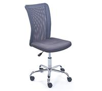 Inter Link - Sedia da ufficio per bambini - Sedia ergonomica girevole - Altezza regolabile - Base in metallo cromato - Rivestimento in tessuto Mesh traspirante - Girevole a 360° - Grigio - Bonnie