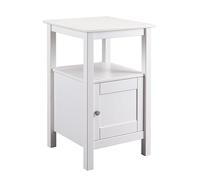 Inter Link - Tavolino - 1 anta e 1 ripiano - Tavolo portaoggetti - Stile classico - Comodino - Tavolino da corridoio - Legno massello di pino - laccato bianco - Chilly 1T