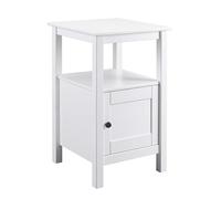 Inter Link - Tavolino in legno di pino massiccio, 1 anta e 1 ripiano, mobile portaoggetti, stile rustico, comodino, tavolino da corridoio laccato bianco, 1T