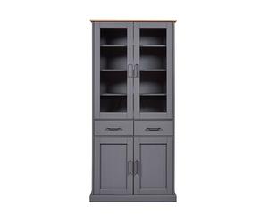 Inter Link - Vetrina - Buffet - Mobile da pranzo - Legno massiccio FSC - 4 ante - 2 cassetti - 3 ripiani - Forenzo 4T2S - grigio/rovere colori
