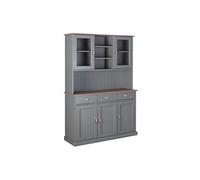 Inter Link - Vetrina - Credenza - Mobile da pranzo - Stoviglie - Legno massiccio FSC - 5 ante - 3 cassetti - Luzerna 6.1 - Grigio/Seppia