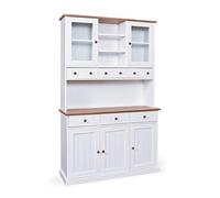 Inter Link - Vetrina - Credenza - Mobile da pranzo - Stoviglie - Legno massiccio FSC - 5 ante - 3 cassetti - Westerland 13.2 - Bianco