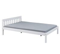 Inter Link Letto in legno Letto matrimoniale Letto per ospiti Struttura letto Pino massiccio Laccato bianco 2 posti letto 140 x 200 cm senza base Vilmar