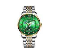 (Inter-oro-verde) Orologio al quarzo con quadrante color terra e fibbia a farfalla B1117
