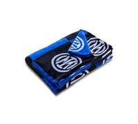 Inter, Plaid Coperta Morbida Con Logo, Plaid Divano - Letto, 150x210, Soft Touch, Nero Azzurro, Prodotto Ufficiale