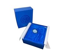 Inter, Plaid Coral Morbido, Tinta Unita Con Logo, In Scatola, Coperta Divano, Nero Azzurro, Prodotto Ufficiale