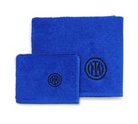 Inter - Set Asciugamano, Kit Uno Grande e Piccolo, Cm.40x60, Cm.60x100, Colore Blu, Cotone 100%, Serie A, Prodotto Ufficiale