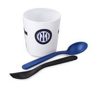 Inter - Set Bicchiere e Posate Bambino, Collezione Calcio Balilla, Set pappa. Prodotto Ufficiale.