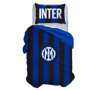 Inter, Set Copripiumino Singolo In Cotone, Parure Copripiumino, 100% Cotone, Sacco 155x200, Federa 50x80, Prodotto Ufficiale, (Non Contiene Lenzuolo Con Angolo)