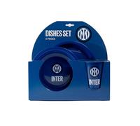 Inter Set Piatti Offerta 2023, Gadget Bambini Regalo Scuola - Idea Compleanno Bimbo - Piatto Blu Piano e Fondo Bicchiere 260 ml in Plastica Rigida Lavabili adatti al Microonde, Bpa Free