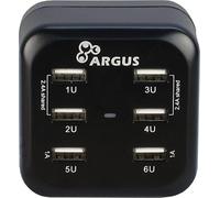 Inter-Tech Argus LS-6US Caricatore USB da viaggio per dispositivi USB per Europa, USA e Cina