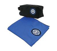 F.C. Inter, Beauty + Telo in Microfibra, Telo Microfibra cm.50x100, Beauty Viaggio Bagno con Logo, Nero Azzurro, Prodotto Ufficiale