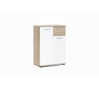 Inter Trade Corporation Jacky 1 Cassettiera 2 Ante 1 Cassetto, Legno di Quercia, Rovere Sonoma/Bianco, 60 x 35 x 85 cm