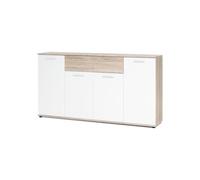 Inter Trade Corporation Jacky 3 Enfilade 4 Ante 2 cassetti, Legno di Quercia, Rovere Sonoma/Bianco, 160 x 35 x 85 cm