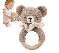 Interactive Babies Rattle Toys, Handmade Crochet Stuffed Animal Rattle, Wooden Baby Toy, Soft Sensory Teething Toy Newborns, Safe And Durable Infant Plaything For Boys & Girls