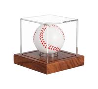 Interactive Baseball Display Case, Uv-Protected Cube Holder, Clear Acrylic Cover with Wooden Base, Responsive Secure Showcase for Official Size Baseball, Autographed Keepsakes, Shelf Decor, Present