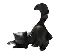 Interactive Black Cat, Garden Sculpture, Halloween Statua, Glow in the Dark Accent, Decorative Resin Ornament, Indoor Outdoor Display for Yard Pathway Porch Living Space Decor 5.12x2.17x5.12 Inches
