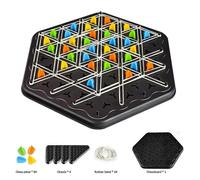 Interactive Board Game,Chain Triangle Game,Triangle Chess Board Game with 4 Color Pegs and Rubber Bands, Brain Teaser Puzzle,Kids Strategy Game