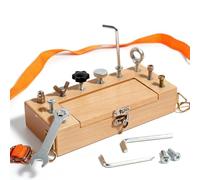 Interactive Fasteners Activity Panel for Seniors, Wooden Fidget Board with Latches and Clasps, Fine Motor Skills and Hand-Eye Coordination, 12 x 4 x 2 Inches