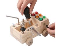 Interactive LED Light Switch Sensory Board for Adults, Wooden Activity Panel with Handy Wrench, Pull Rotate Lock, Turn Key, Insert Adjust - Fine Motor Skills and Hand-Eye Coordination