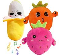 Interactive Music Plush Toy Set, Fruit Musical Sensory Toy, Electric Touch-Sensitive Banana & Fruit Plush with Sound Features, Fun & Playfu, Parent-Child Play Fun (3 pezzi)